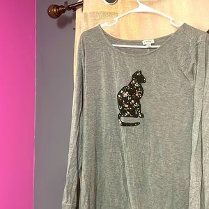 Avenue long sleeved shirt with cat embroidery